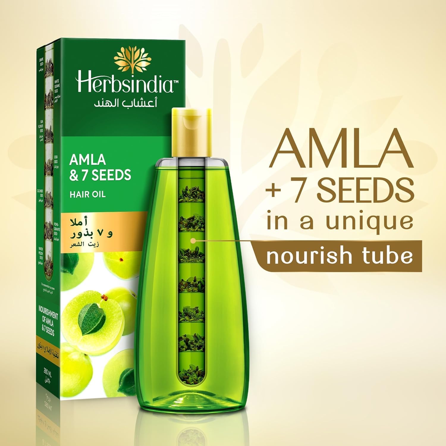 Herbs India Amla & 7 Seeds Hair Oil - 280 ml, Nourishing Blend for Hair Growth, Strength & Shine