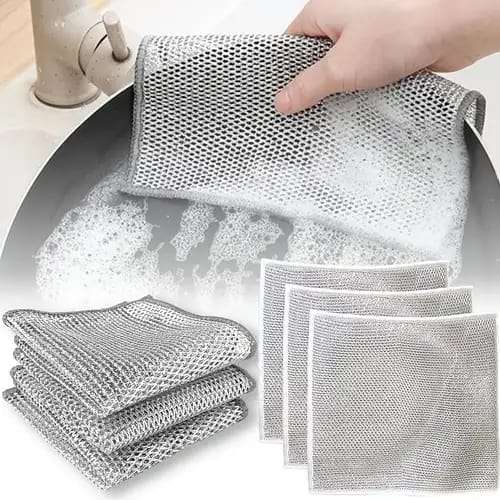 Durable Wire Dish Washing Cleaning Cloth – Heavy-duty Scrubbing Rugs For Kitchen Dishes, Utensils & Cookware – Pack Of 10