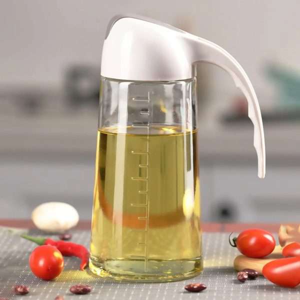 Glass Oil Bottle & Dispenser Jug Dual-purpose Oil Dispenser For Pouring And Spraying, High-pressure Sprayer For Even Oil Distribution 450ml (random Color)